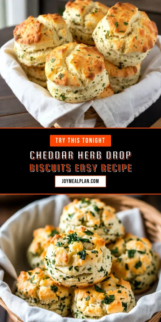 Looking for a delicious and easy drop biscuit recipe? Try these homemade cheddar herb biscuits! Packed with sharp cheddar cheese and savory herbs, these Cheddar herb biscuits are perfect for any meal. They're simple to make, ready in just 30 minutes, and great for breakfast, brunch, or as a side. Save this recipe to impress your family and friends! #CheddarHerbBiscuits #EasyBiscuitRecipe #DropBiscuitRecipe #SavoryHerbBiscuits