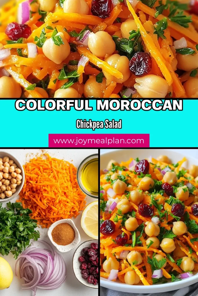 Discover the vibrant flavors of Moroccan Carrot Chickpea Salad, an easy Moroccan recipe that's perfect for your next meal. This healthy salad recipe combines finely grated carrots, protein-packed chickpeas, and a medley of spices for a delicious vegetarian chickpea salad. Perfect as a Mediterranean side dish, it's quick to prepare and bursting with flavor. Try it today and elevate your salad game! Save for later! #HealthySaladRecipes #EasyMoroccanRecipes #VegetarianChickpeaSalad #MediterraneanSideDishes