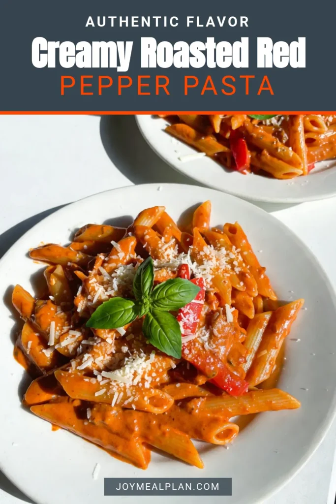 Indulge in this delicious roasted red pepper pasta recipe that's perfect for busy weeknights! Featuring a homemade pasta sauce made from roasted red peppers and creamy Parmesan, it’s one of those easy pasta dishes you’ll want to make again and again. This vegetarian pasta recipe is quick to prepare and bursts with flavor. Try it today and elevate your pasta night! Don’t forget to save this creamy pasta recipe! #RoastedRedPepperPasta #EasyPastaDishes #CreamyPastaRecipes #VegetarianPastaRecipes