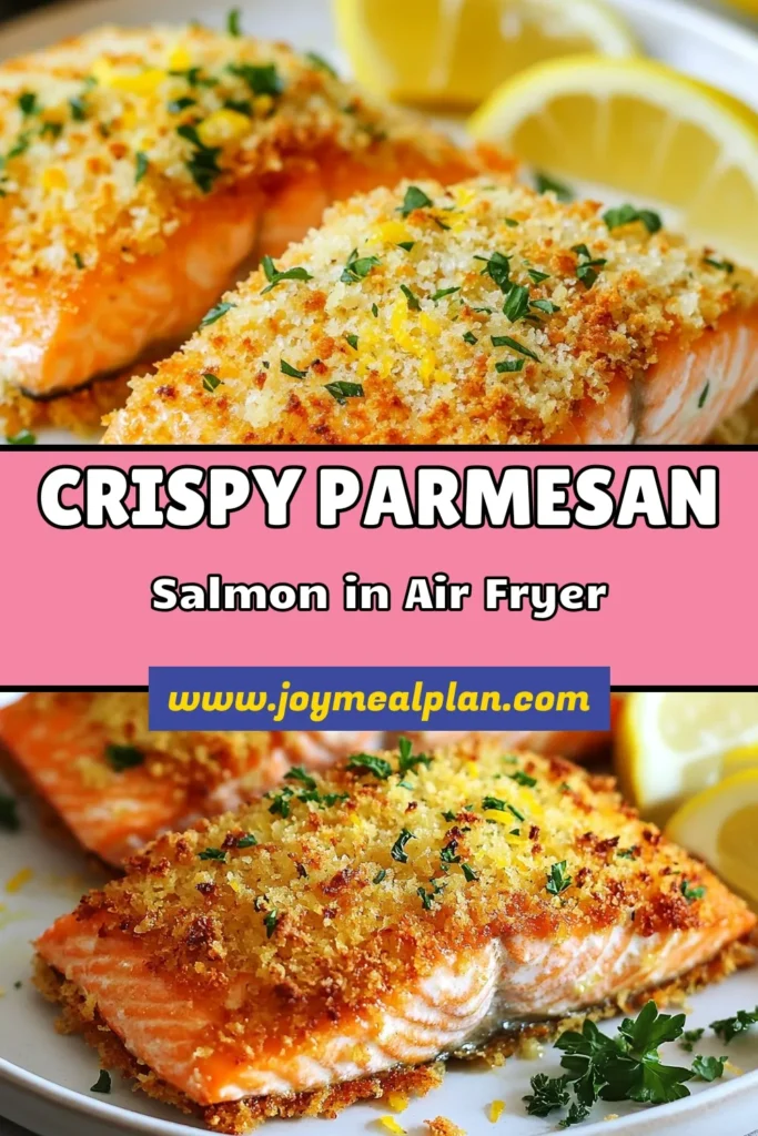 Discover the perfect air fryer salmon recipe with this easy and delicious Parmesan crusted salmon! This healthy air fryer recipe features crispy panko crusted salmon that’s packed with flavor in just 20 minutes. Ideal for any meal, it's a quick option that doesn't compromise on taste. Impress your family with this simple dish that’s sure to be a hit. Try it today and enjoy! #HealthyRecipes #EasySalmonRecipes #AirFryerRecipes #ParmesanSalmon