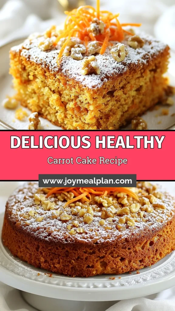 Discover a deliciously moist healthy oatmeal carrot cake that fits perfectly into your healthy dessert recipes collection! This gluten-free carrot cake recipe features wholesome rolled oats, grated carrots, and low sugar options, making it an ideal oatmeal cake with carrots. Perfect for any occasion, it’s easy to make and sure to impress. Try this delightful low sugar carrot cake today! Don’t forget to save for later! #HealthyDesserts #CarrotCake #GlutenFreeRecipes #OatmealCake