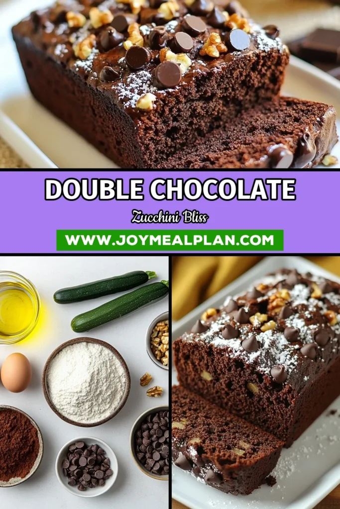 Indulge in the rich flavors of this double chocolate zucchini bread! This easy chocolate bread recipe combines grated zucchini and luscious chocolate for a decadent treat that’s moist and satisfying. Perfect for breakfast or dessert, this chocolate zucchini bread is a must-try! Follow this zucchini bread recipe to delight your taste buds and impress your guests. Save this recipe for your next baking adventure! #ZucchiniBread #ChocolateLovers #BakingRecipes #HealthyDesserts