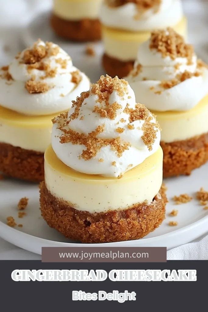 Indulge in these delightful mini gingerbread cheesecakes, the perfect holiday dessert recipe to impress your guests! This easy cheesecake recipe features a creamy gingerbread cheesecake filling on a crunchy gingerbread crust, making it a festive mini dessert everyone will love. With just a few simple ingredients, you can create these charming treats that are sure to become a holiday favorite. Try them today and elevate your festive celebrations! #MiniGingerbreadCheesecakes #HolidayDessertRecipe #EasyCheesecakeRecipe #FestiveMiniDesserts