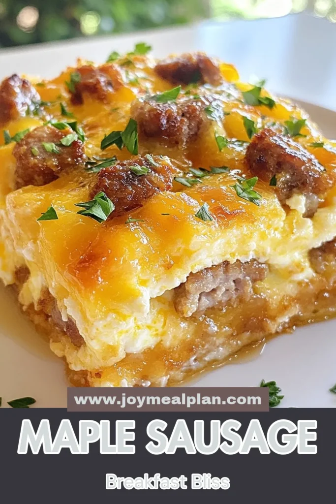 Elevate your breakfast game with this delicious maple sausage breakfast casserole! This easy breakfast casserole recipe combines hearty sausage, fluffy eggs, and sweet maple syrup for a perfect brunch dish. Ideal for gatherings, this egg casserole with maple syrup pleases everyone. Try it for your next brunch and wow your guests! Save this recipe for delicious brunch ideas with sausage! #BreakfastCasserole #BrunchRecipes #HeartyBreakfast #MapleSyrup