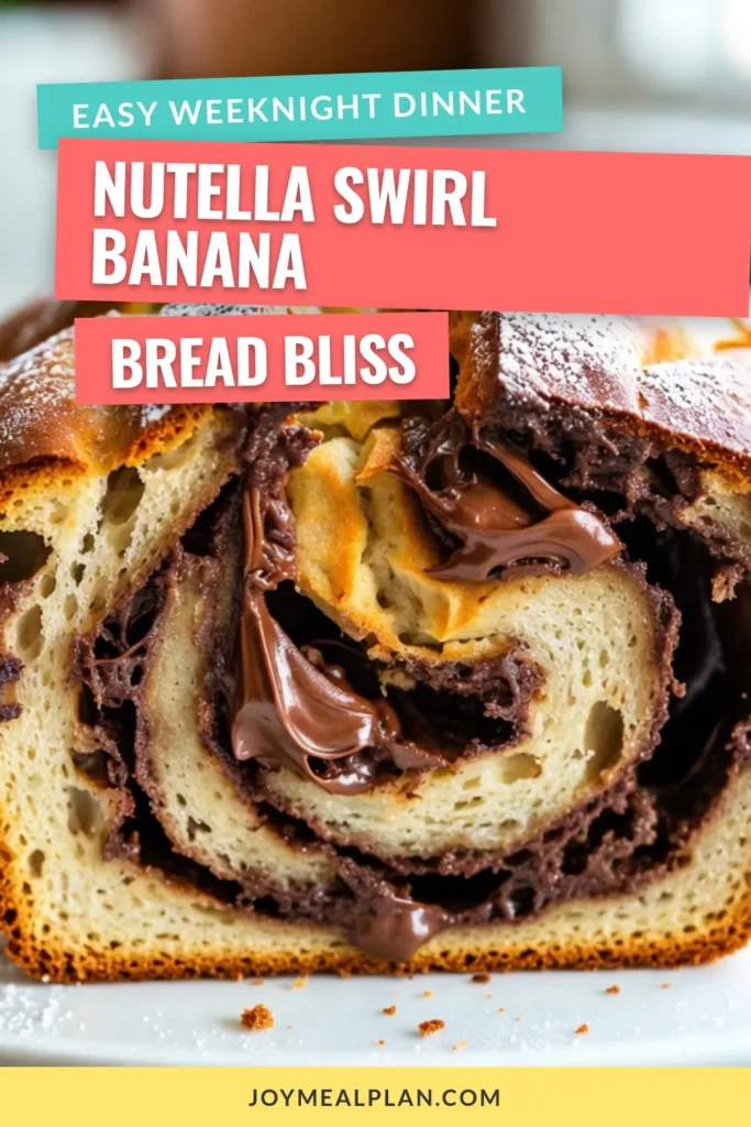 Indulge in the deliciousness of homemade banana Nutella bread with this easy Nutella swirl bread recipe! This delightful banana Nutella dessert combines ripe bananas and creamy Nutella for a treat that's perfect any time of day. With just a few simple ingredients, you can whip up this heavenly banana Nutella loaf in no time. Don't miss out on this must-try recipe! Save it for later! #BananaNutellaBread #NutellaSwirlBread #EasyBananaBread #HomemadeDessert