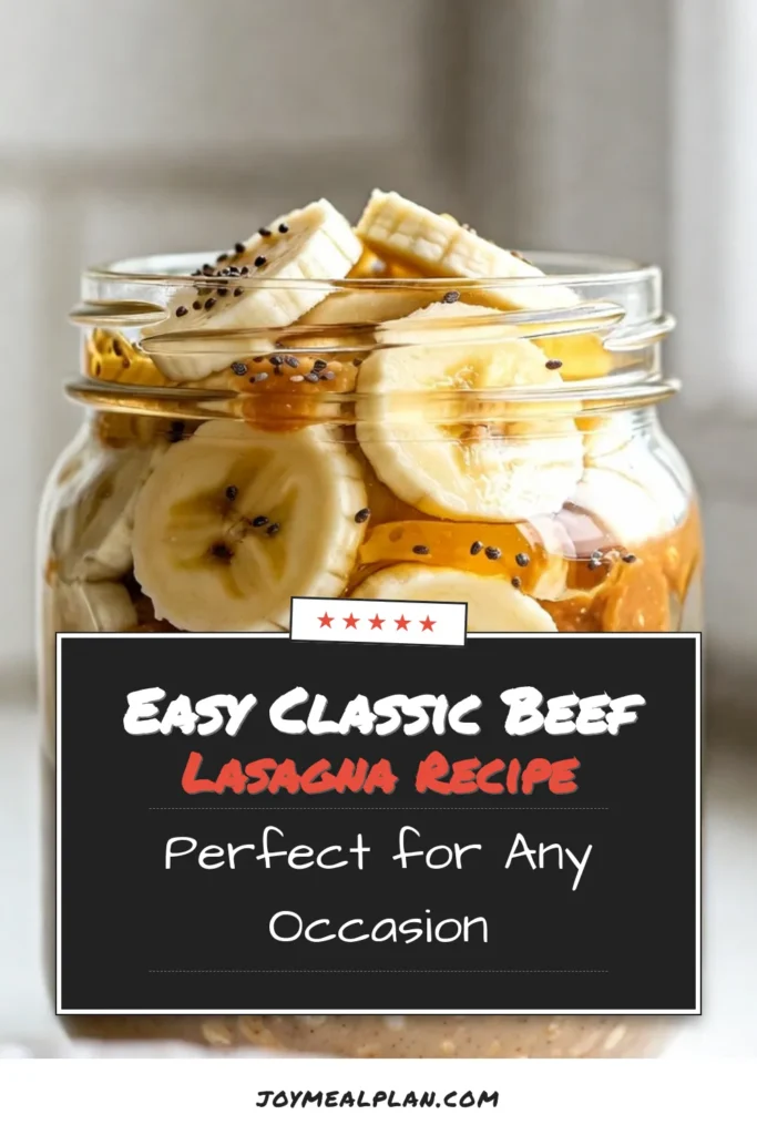 Start your mornings right with this delicious Peanut Butter Banana Oats recipe! Perfect for a quick and healthy breakfast, these overnight oats combine creamy peanut butter, fresh banana, and nutrient-rich chia seeds. This vegan oatmeal recipe is not only easy to make but also packed with flavor. Prep tonight, enjoy tomorrow! Save this healthy breakfast idea for busy mornings! #PeanutButterBananaOats #VeganOatmealRecipe #HealthyBreakfastIdeas #ChiaSeedOats
