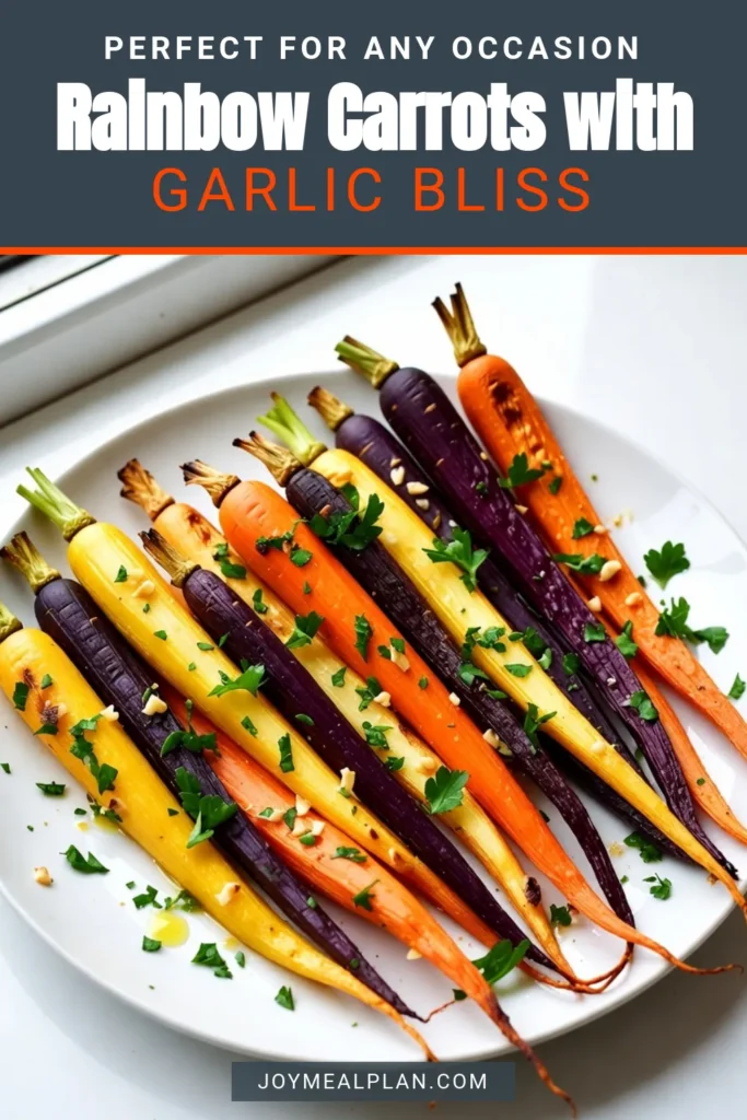 Discover the vibrant flavors of Garlic Herb Roasted Rainbow Carrots, your next go-to roasted vegetable side dish! This easy roasted carrots recipe combines colorful rainbow carrots with aromatic herbs for a delightful herb-infused carrot recipe. Perfect for any meal, these roasted carrots are sure to impress. Try this flavorful dish today and elevate your dinner table. Save this recipe for your next gathering! #VegetableSideDish #RainbowCarrots #EasyRecipes #HealthyEating