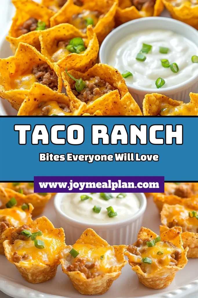 Discover the ultimate party pleaser with these Taco Ranch Bites! This easy taco appetizer recipe combines flavorful ground beef, zesty ranch dressing, and crispy tortilla chips into bite-sized snacks perfect for any occasion. Ideal for gatherings, these ground beef bite-sized recipes are a hit among guests. Serve them warm with ranch dressing for an unforgettable treat. Try them today and elevate your snack game! #TacoRanchBites #EasyPartySnacks #TacoAppetizerRecipes #RanchDressingSnacks